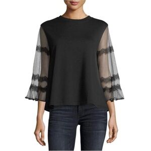 McQ By Alexander McQueen Goth Hybrid Sheer-Sleeve Top